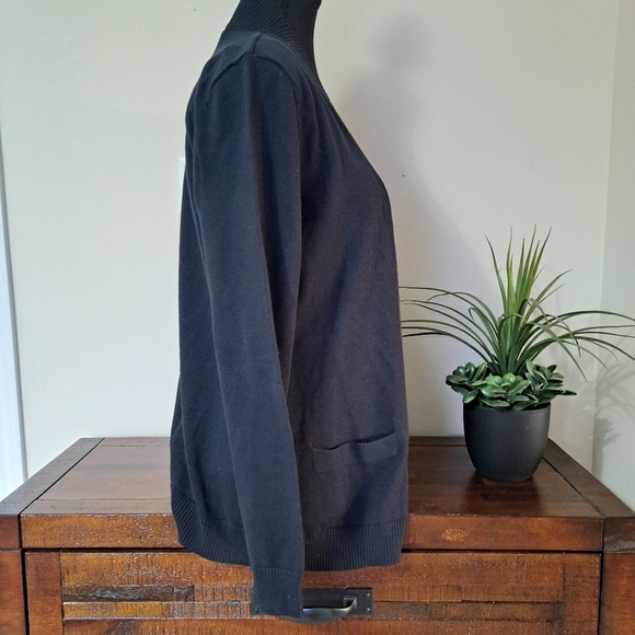 Northern Reflections Black Cardigan Women's Medium Cotton Sweater - Picture 4 of 11